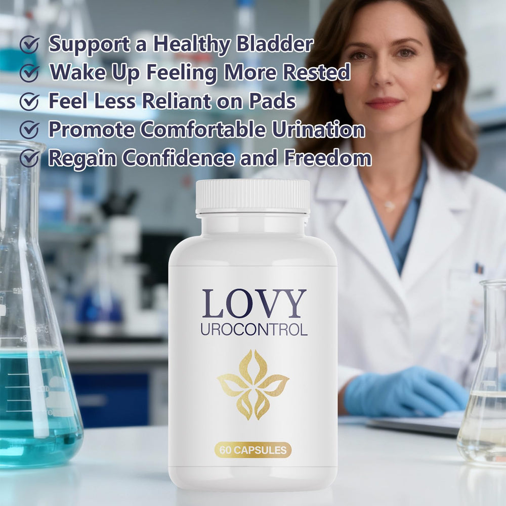 Lovy packaging with dosage card illustrating simple daily routine