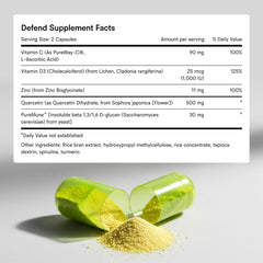 Tally Health Defend dosage guidance on bottle for daily use