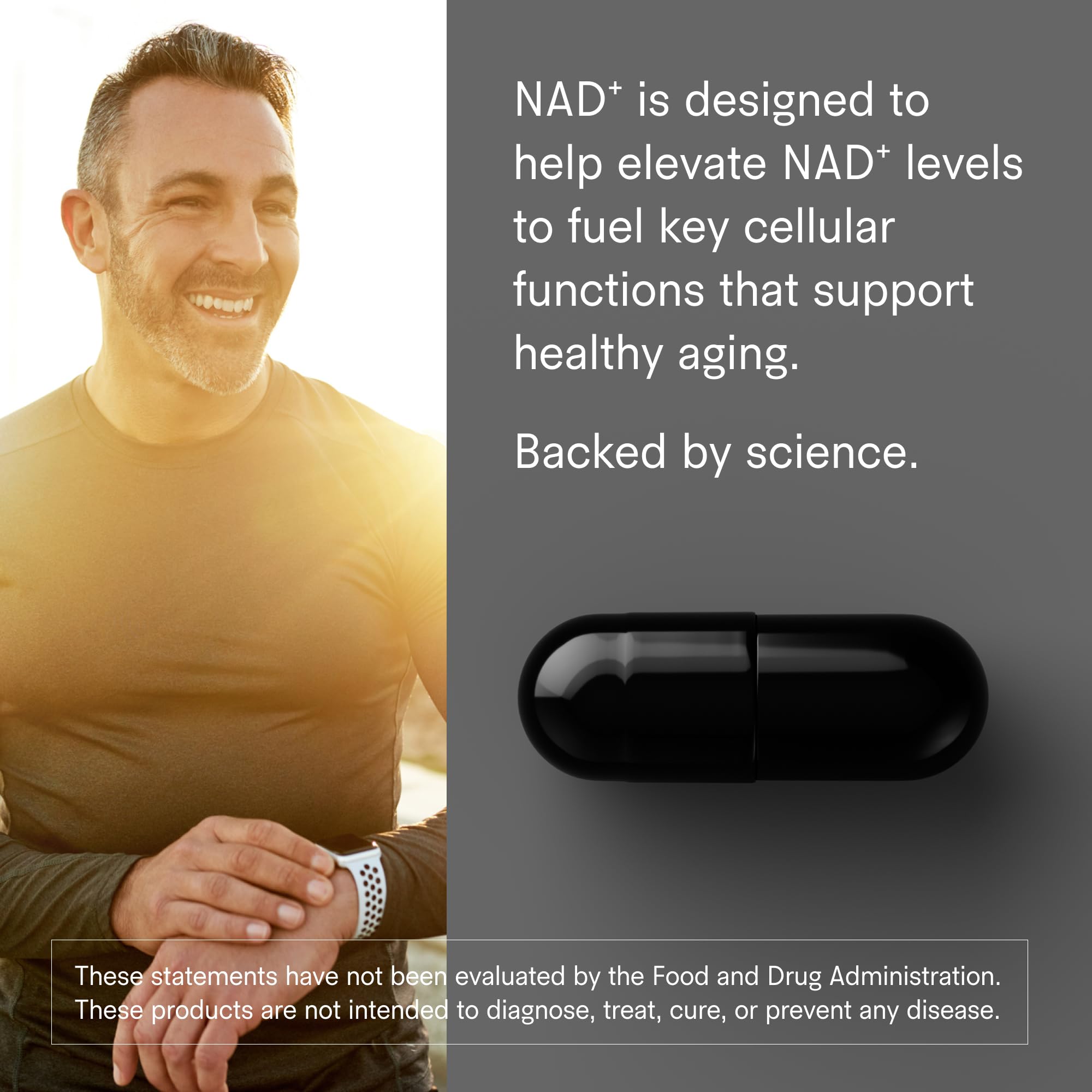 Tally Health niacinamide capsules close-up showing vegan gluten-free formula for healthy aging