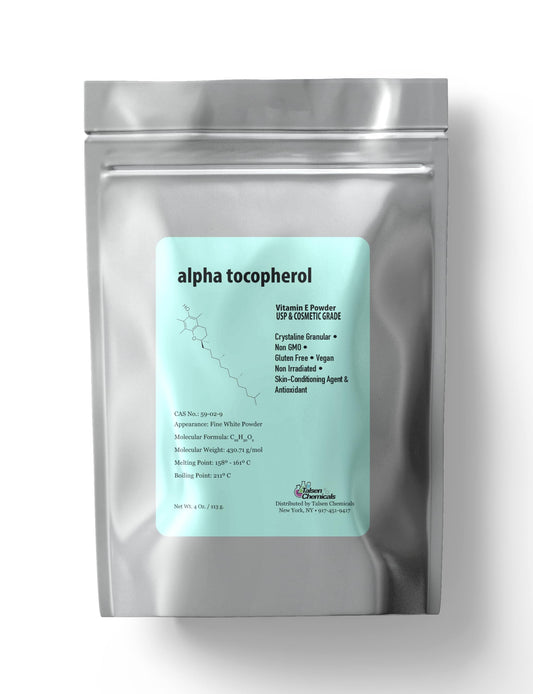 Talsen Alpha Tocopheryl Acetate powder jar closeup for premium skin care use