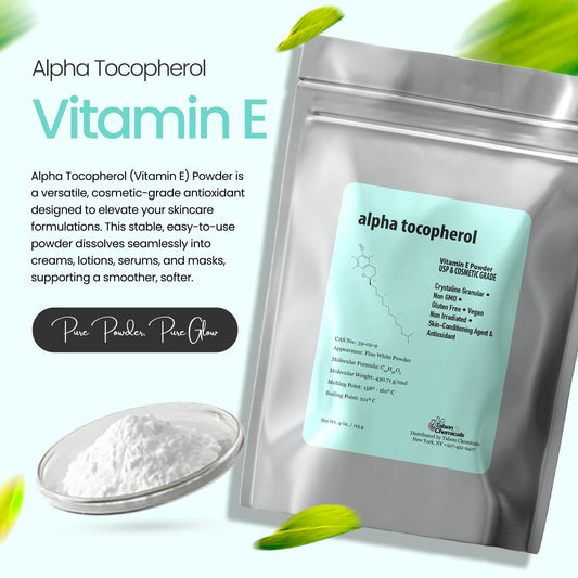 Talsen Alpha Tocopheryl Acetate powder packaging label highlighting cosmetic grade