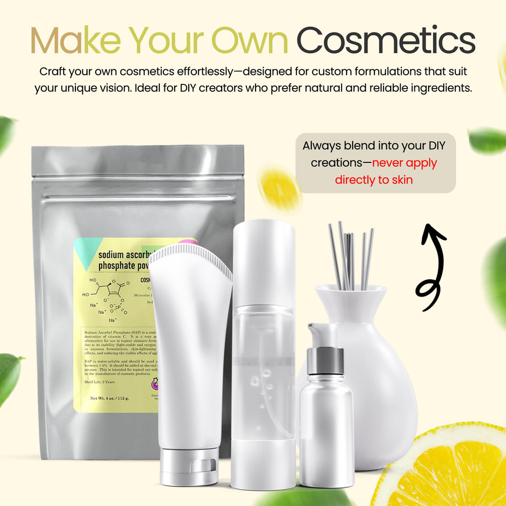 Laboratory-style setting with SAP powder bottle emphasizing formulation stability.