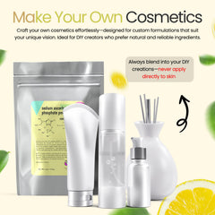 Laboratory-style setting with SAP powder bottle emphasizing formulation stability.