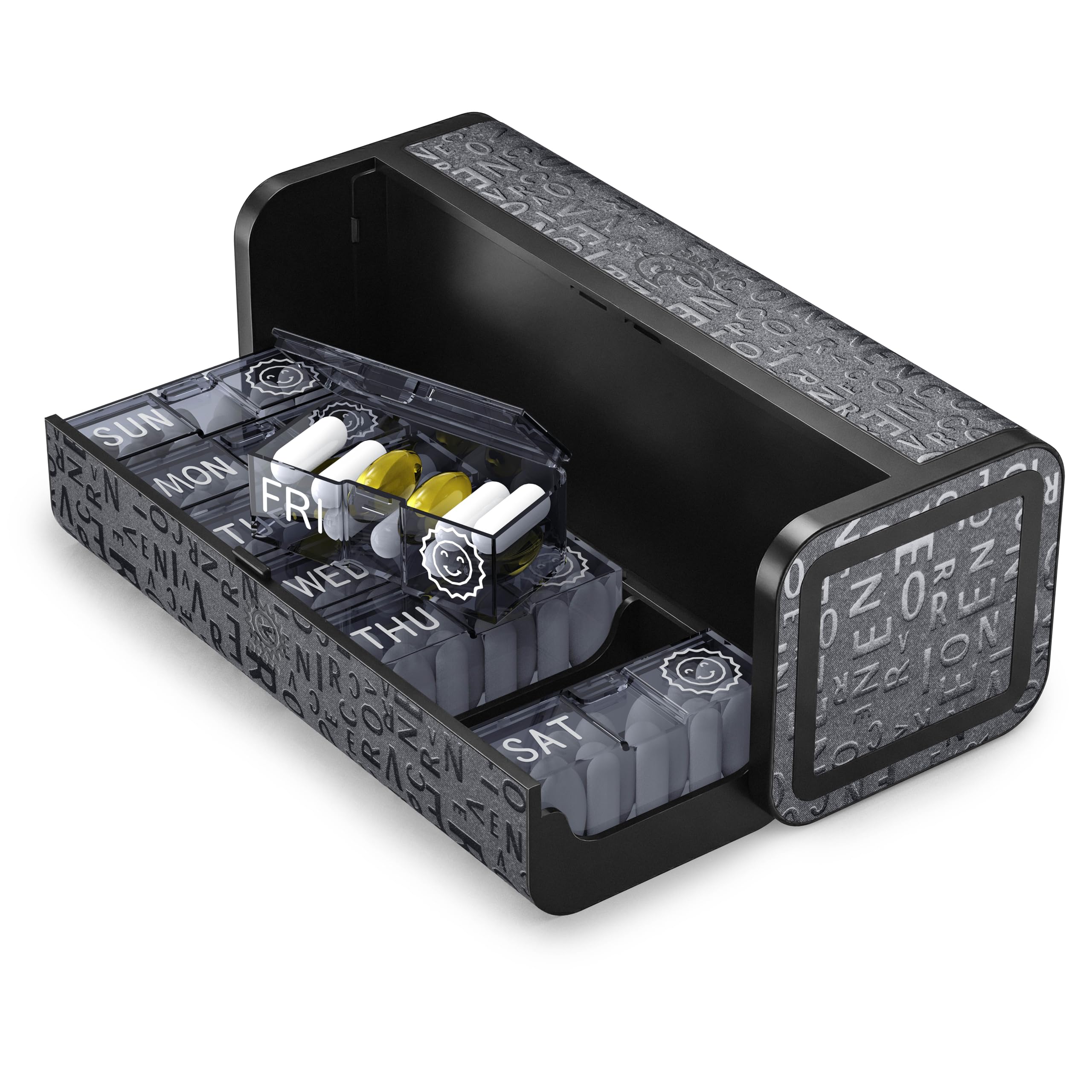 TALVOLC M Aesthetic Pill Organizer 7-day AM PM shell holds a week of meds securely on the go