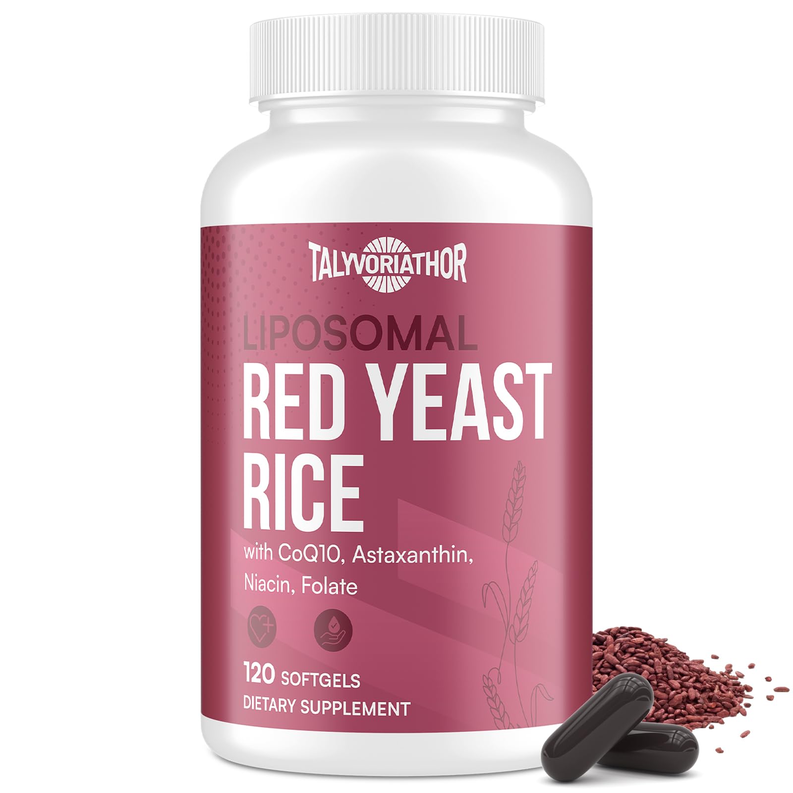Talyvoriathor liposomal red yeast rice 1200mg bottle shows enhanced absorption for cardiovascular support