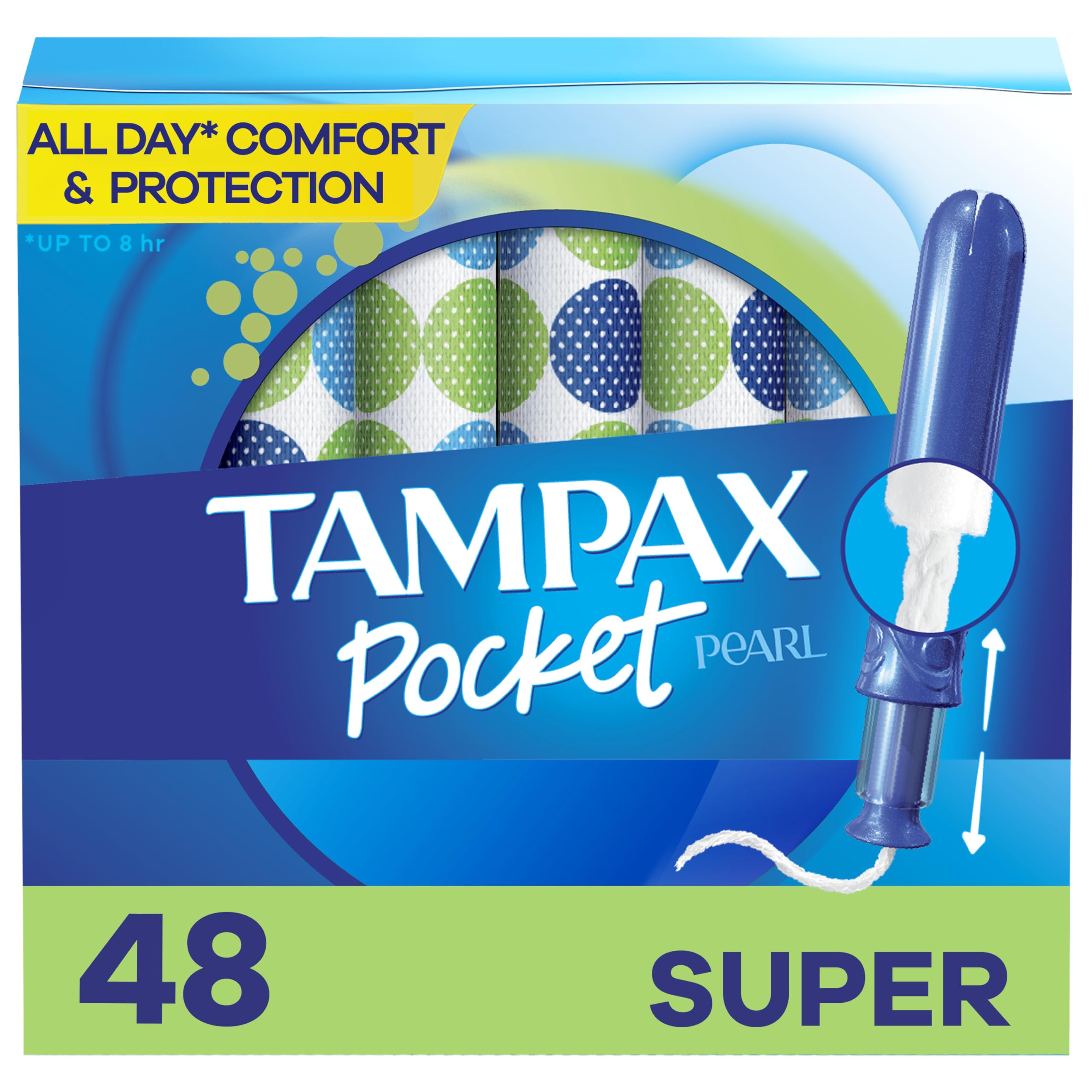 Tampax Pocket Pearl tampons with LeakGuard Braid protect against leaks during daily activities
