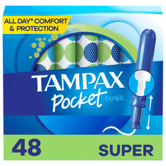 Tampax Pocket Pearl tampons with LeakGuard Braid protect against leaks during daily activities