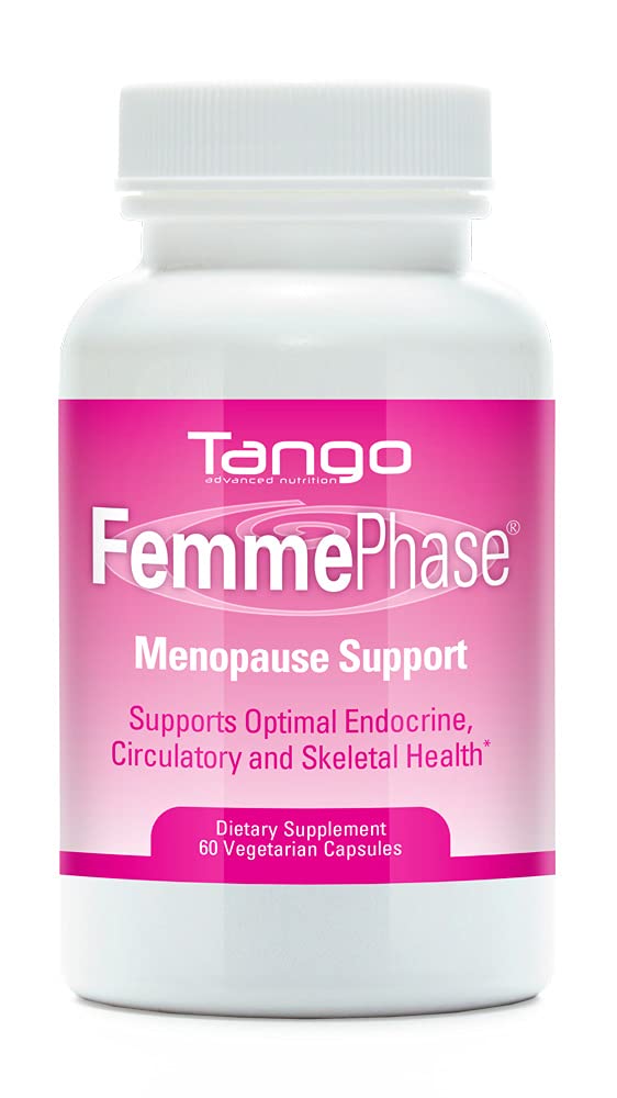 Tango FemmePhase bottle close-up highlighting menopause support