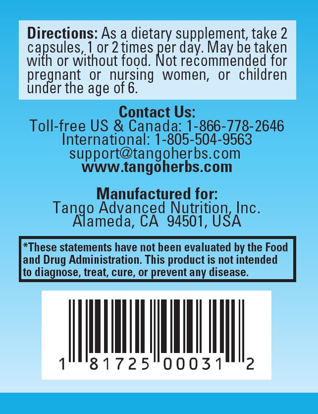 Tango OsteoPhase label close-up showing herbal blend designed for bone support.