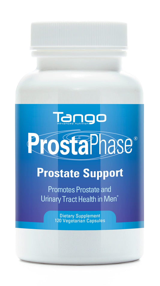 Tango ProstaPhase bottle front view; supports prostate health and urinary comfort.
