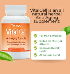 Tango Vital Cell capsules close-up for convenient daily wellness.