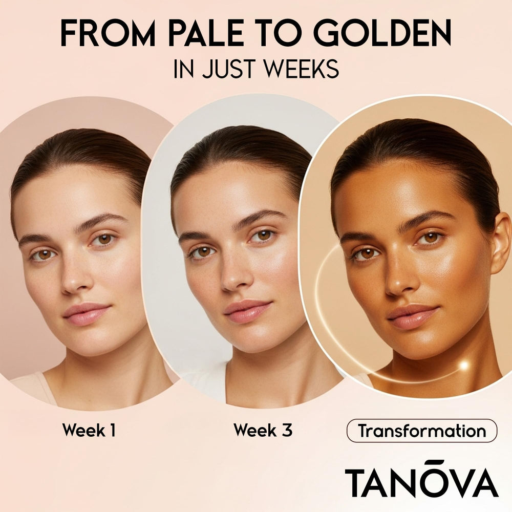 Tanova capsules emphasize skin hydration and a healthy-looking complexion