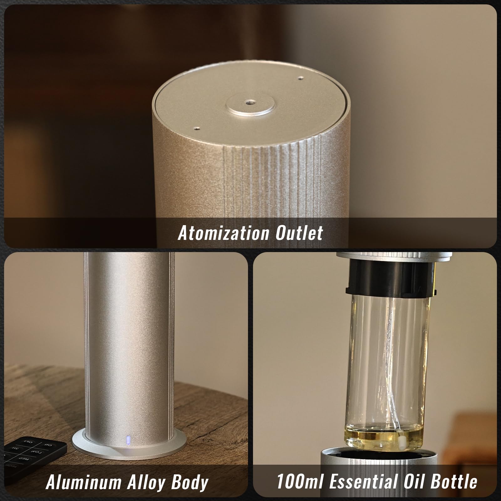TANOXI aluminum diffuser with sleek silver finish in modern decor.