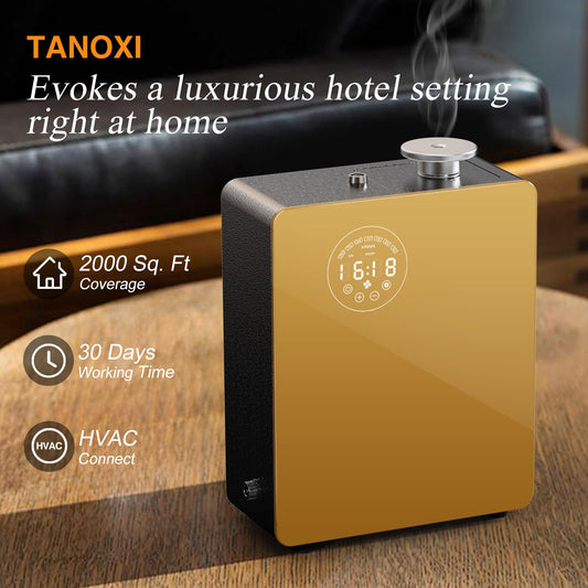 Tanoxi smart waterless diffuser wall-mount setup showing flexible HVAC integration.