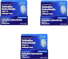 TARO Terbinafine cream bottle shows extra-strength antifungal solution for feet.