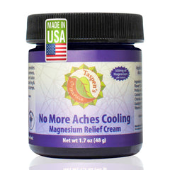Taspen's Organics Magnesium No More Aches Cream bottle for cooling relief after workouts.