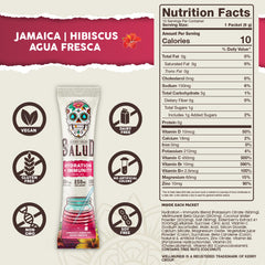 Taste Salud agua fresca drink in glass highlights flavorful electrolyte boost with low sugar.