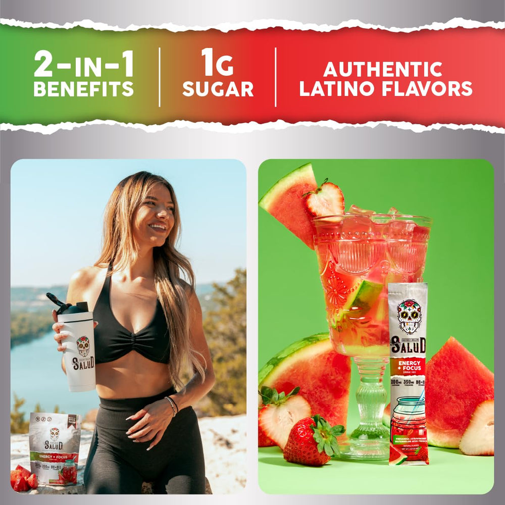 Taste Salud agua fresca mix turns water into a refreshing, low-sugar strawberry watermelon drink.