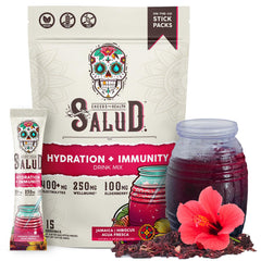 Taste Salud box and packets showcase convenient 2-in-1 hydration and immunity on the go.