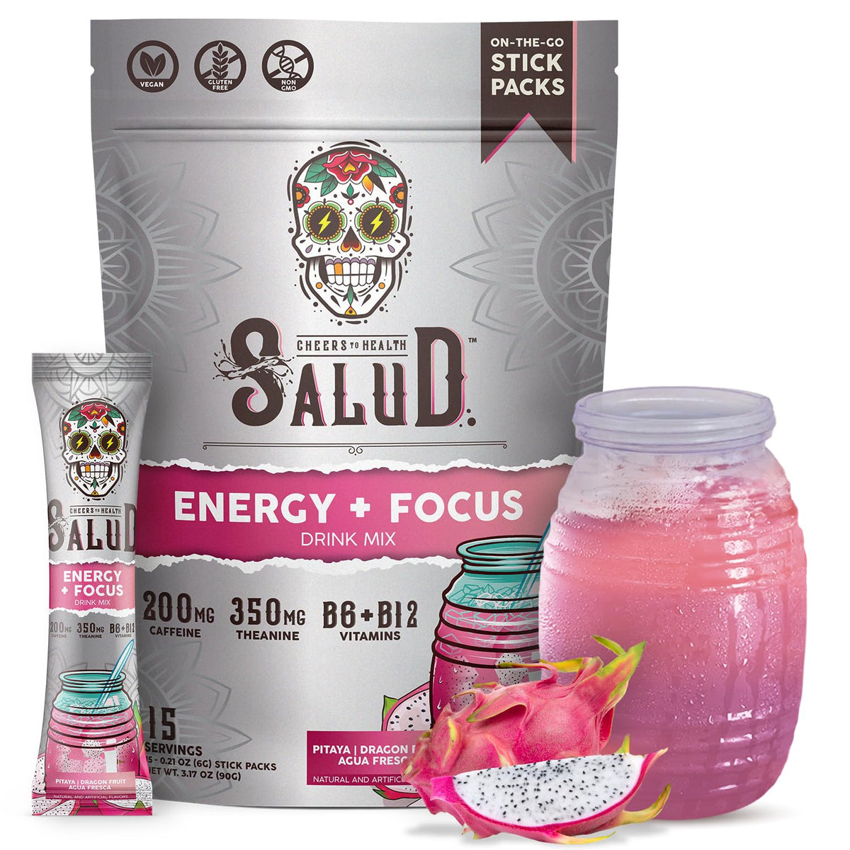 Taste Salud dragon fruit powder pack ready to mix for a refreshing energy boost