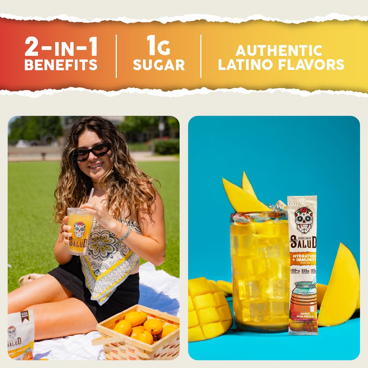 Taste Salud immunity electrolyte powder mango supports daily hydration