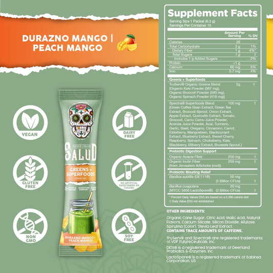 Taste Salud organic greens close-up highlights kale and spinach for nutrient-dense benefits