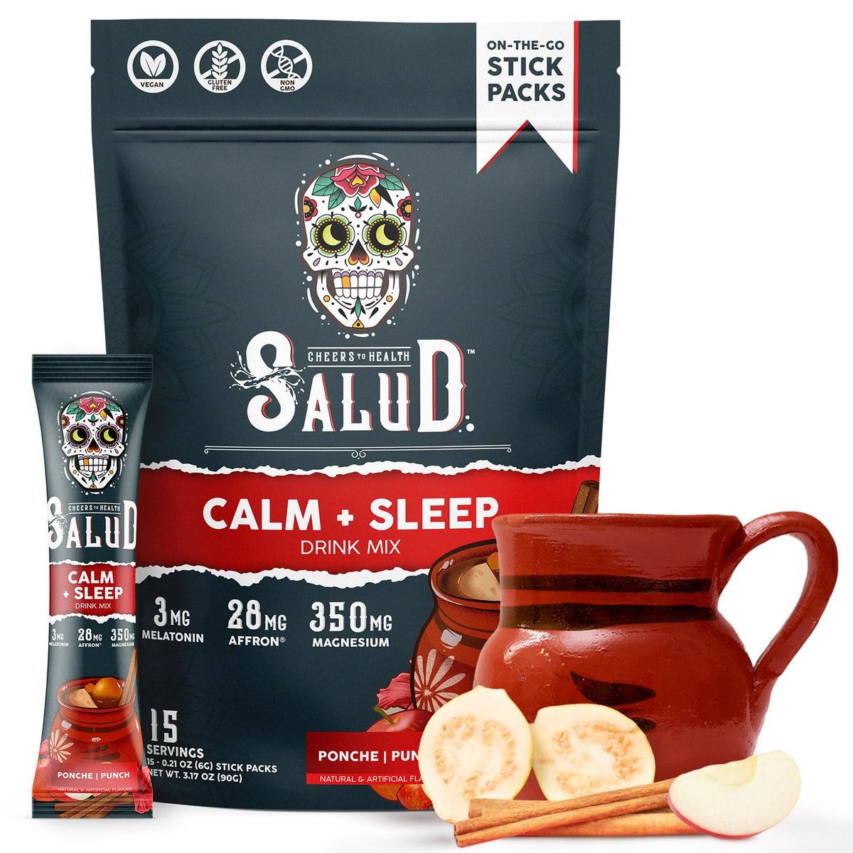 Taste Salud ponche-flavored drink stick ready to mix for a comforting evening ritual