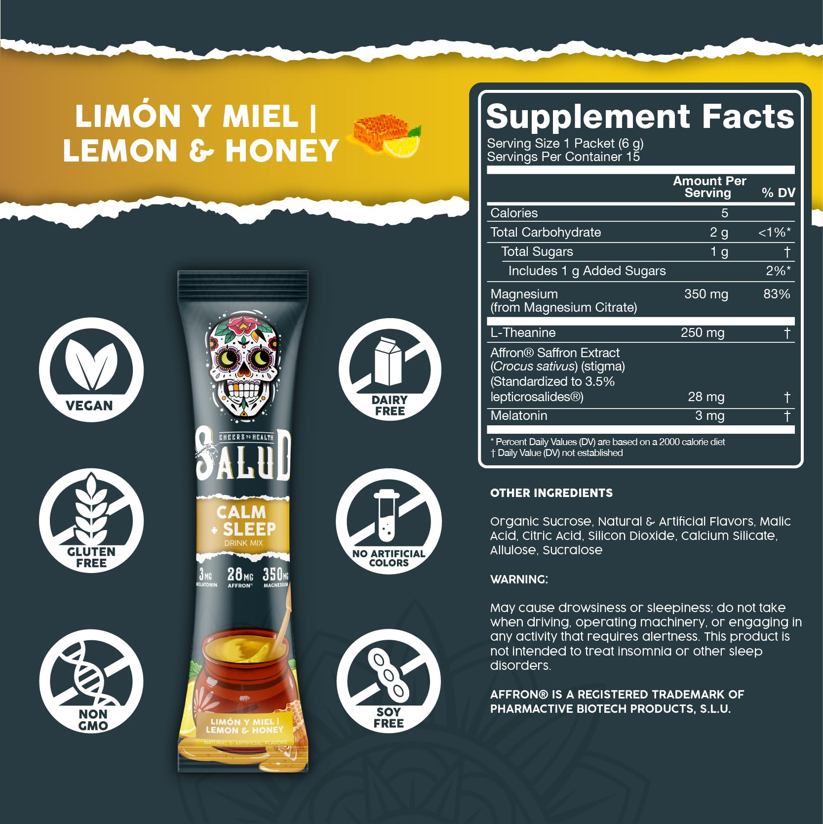 Taste Salud 2-in-1 Sleep Aid lemon honey glass mix ready for a restful evening