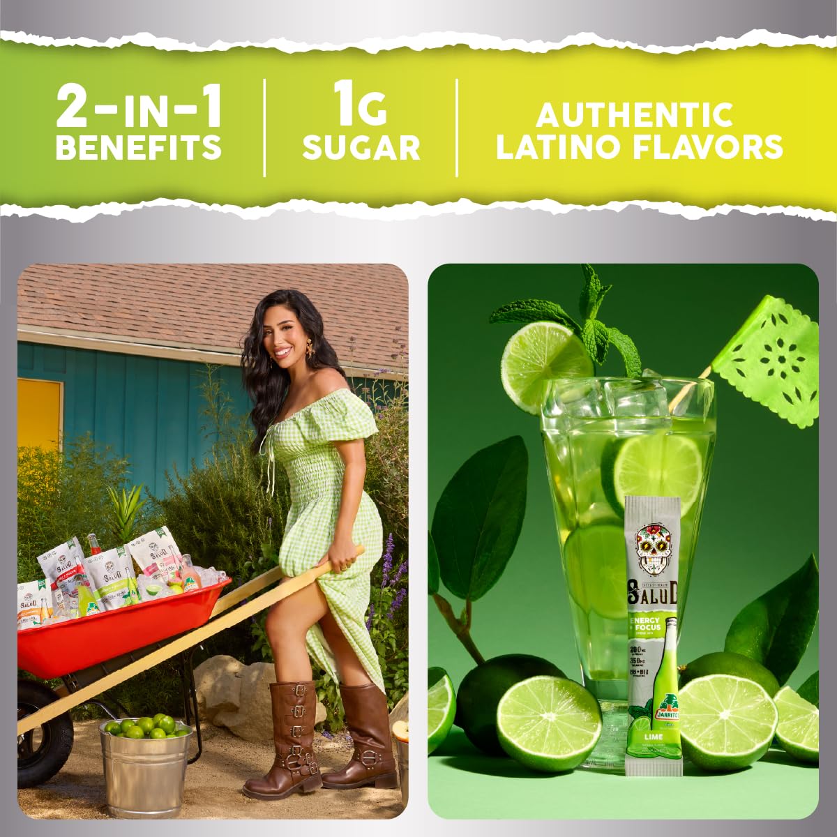 Taste Salud x Jarritos 2-in-1 energy powder in lime boosts energy and focus.