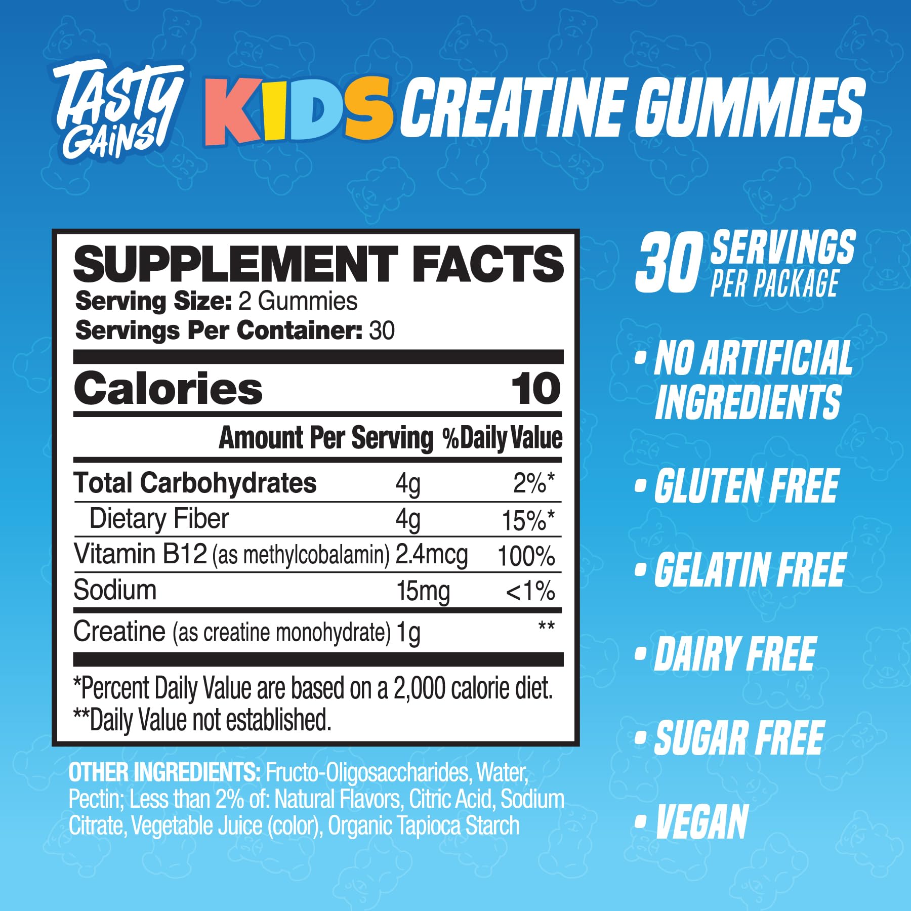 TASTY GAINS packaging demonstrates kid-friendly design for easy daily use.