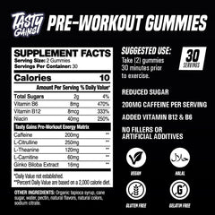 TASTY GAINS workout-boost scene with athletes using gummies.