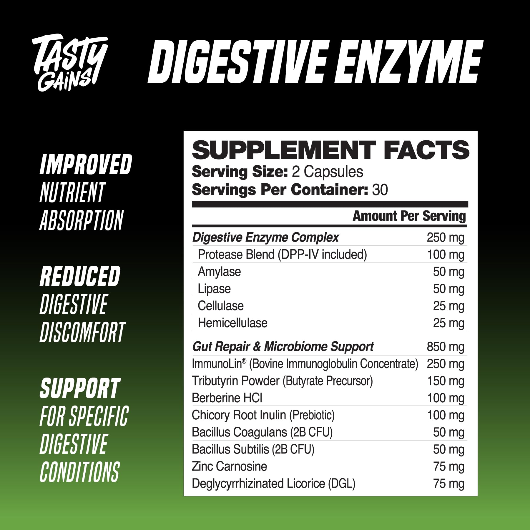 TASTY GAINS on-the-go travel pack signaling portable digestive aid