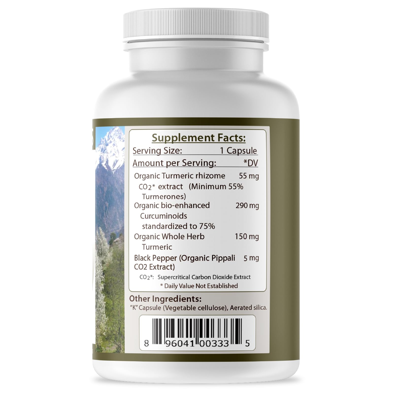 Tattva's Herbs Turmeric Curcumin capsules close-up shows veggie-friendly shell.