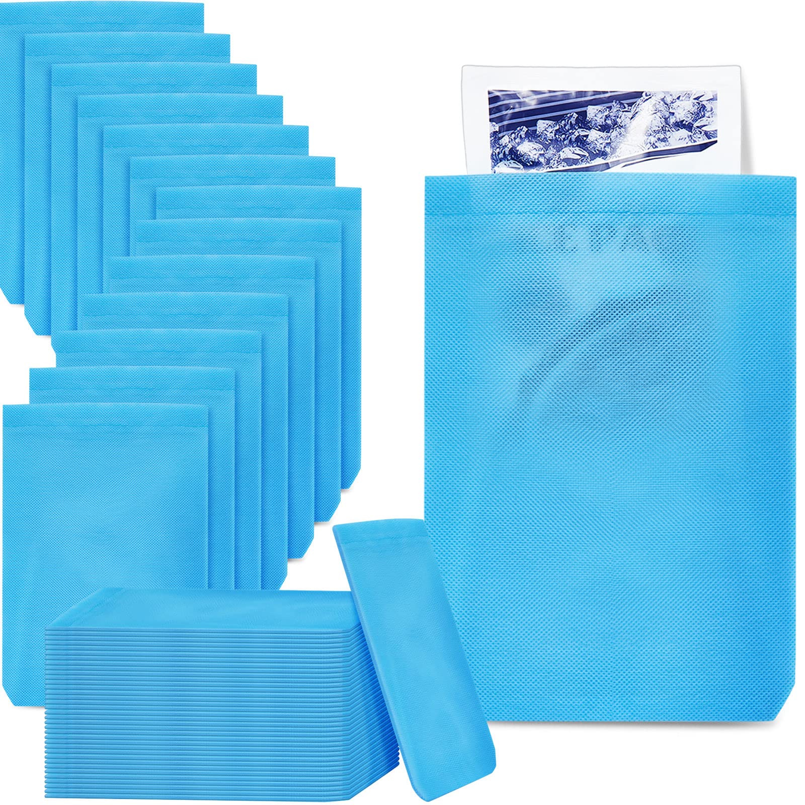 Tatuo disposable hot cold pack sleeve in blue protecting skin from direct contact.