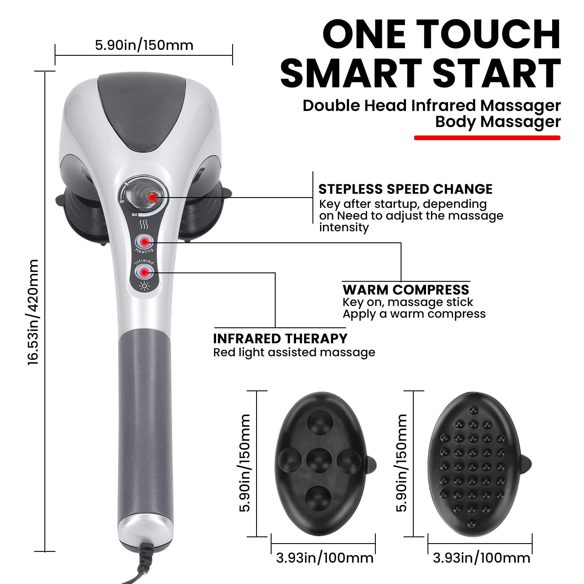 Taurus Dallas massager with ergonomic handle enables secure, one-handed operation