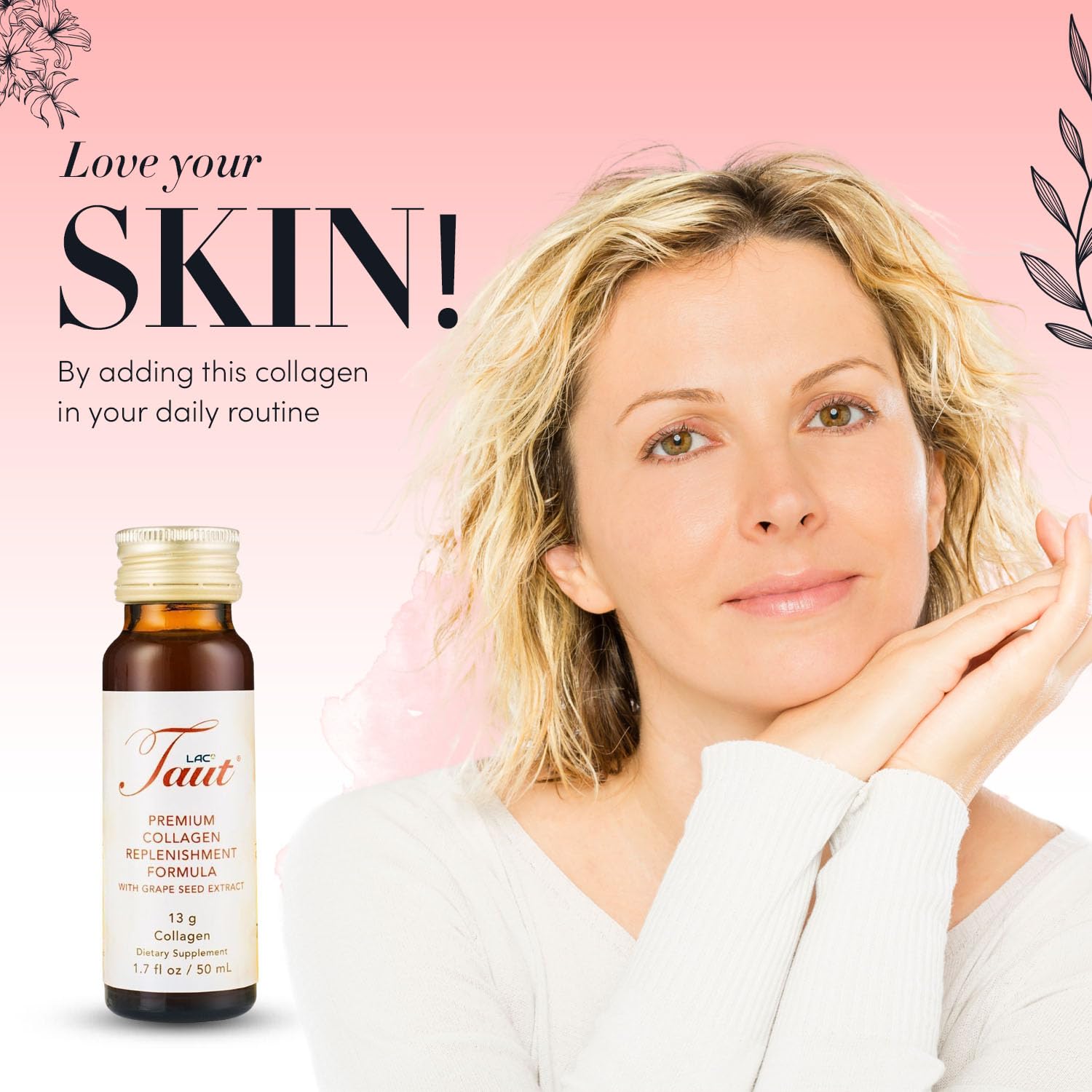 TAUT Liquid Collagen daily doses as part of a skincare ritual