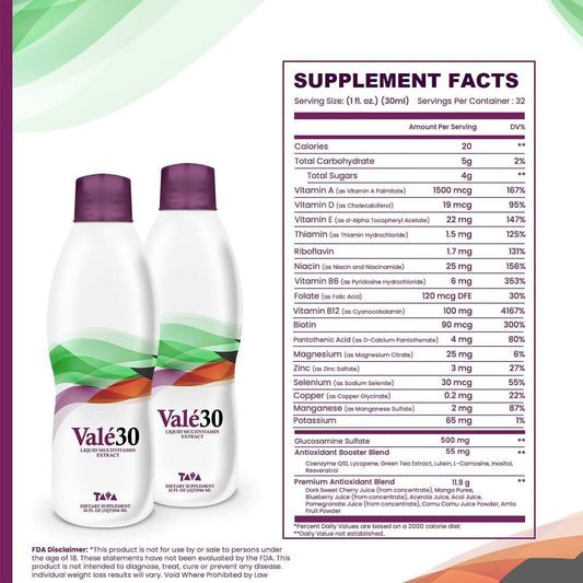 Valé30 liquid being poured, highlighting easy absorption.