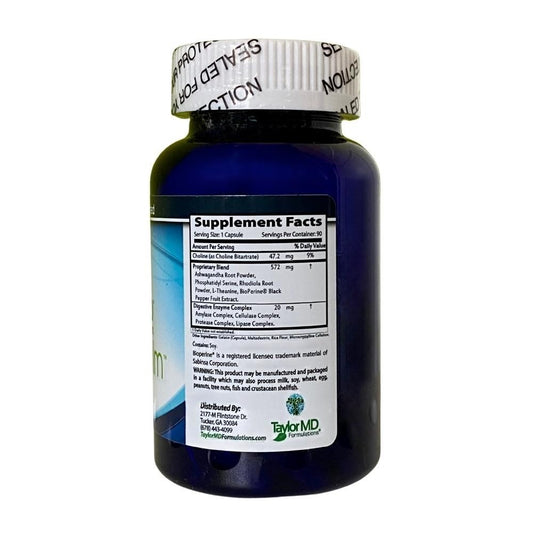 Taylor MD SerenCalm bottle front displaying packaging for calm focus and brain support