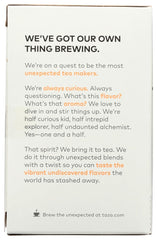 Steaming cup of TAZO Calm Chamomile tea for unwinding moments.