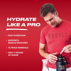 TB12 Electrolytes Fruit Punch powder stirred into a bottle.