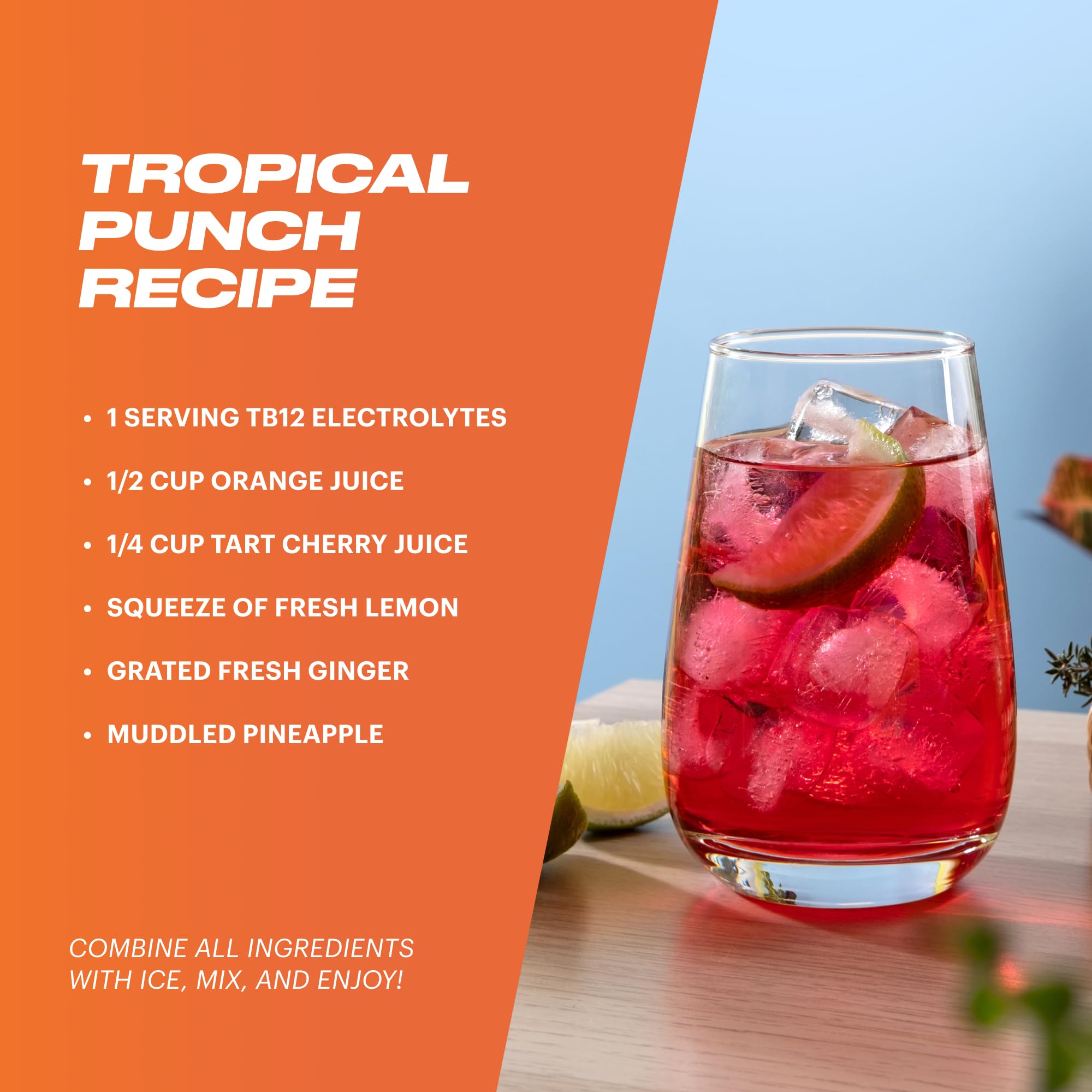 TB12 Electrolytes Peach Mango ingredients emphasize minerals and clean ingredients.