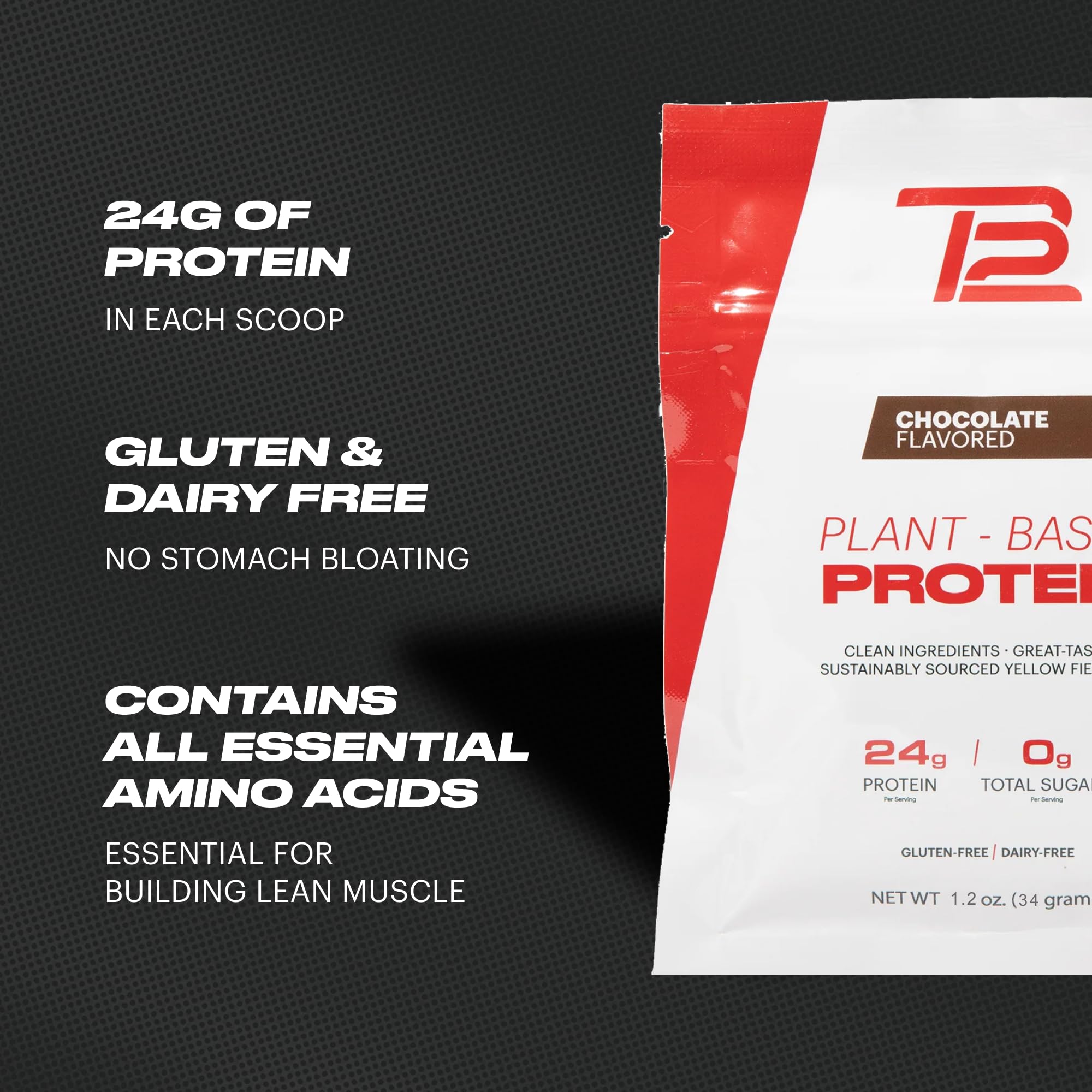 TB12 eco-friendly packaging label emphasizes sustainable protein source.