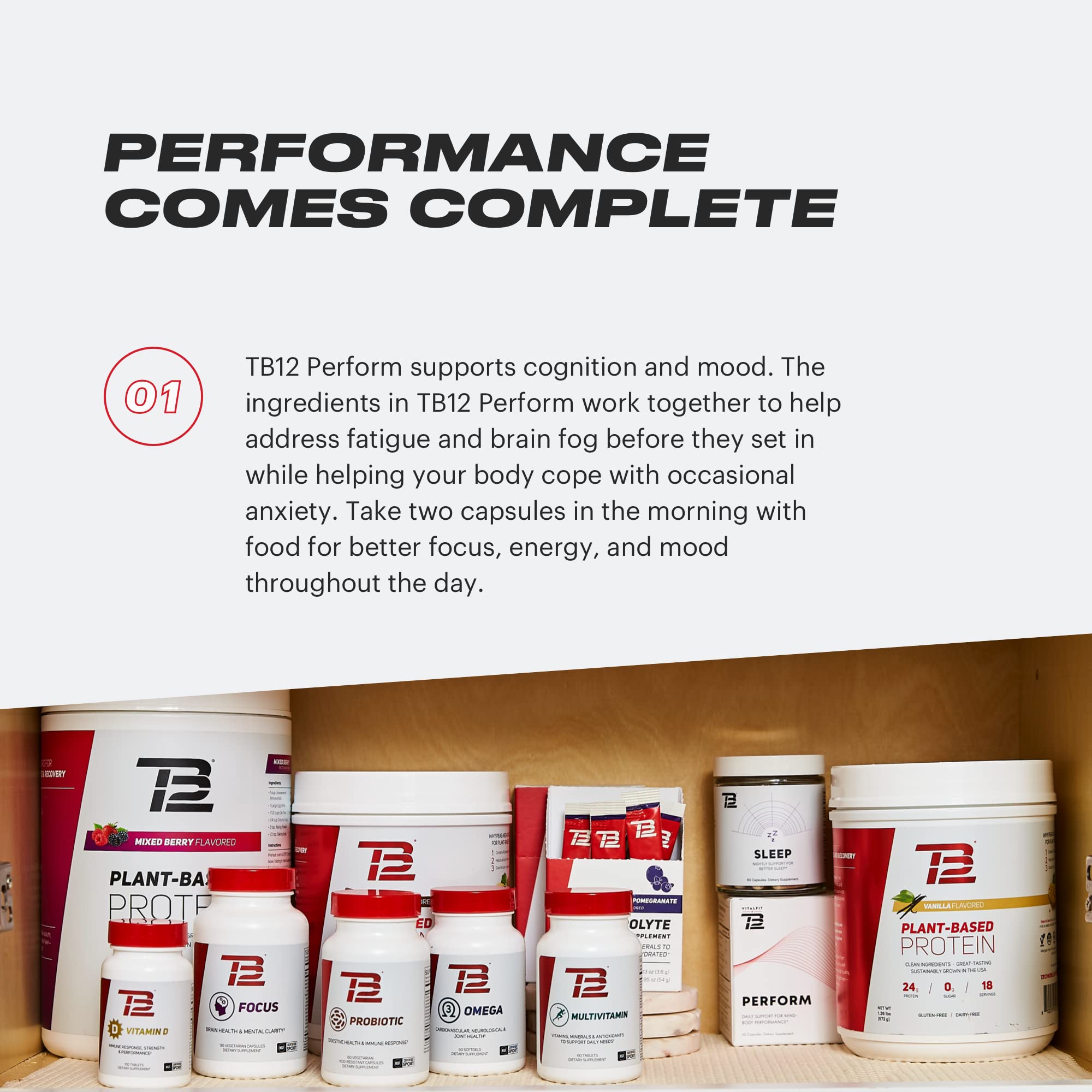 TB12 Perform Sceletium and Rhodiola blend close-up for cognitive focus
