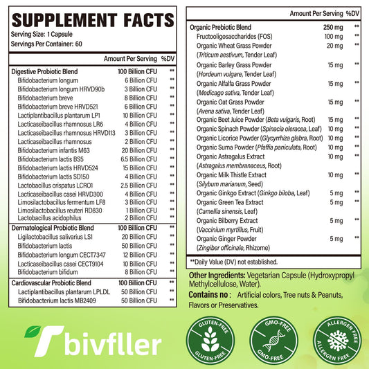 Tbivfller capsules close-up highlights 24 strains for diverse gut health.