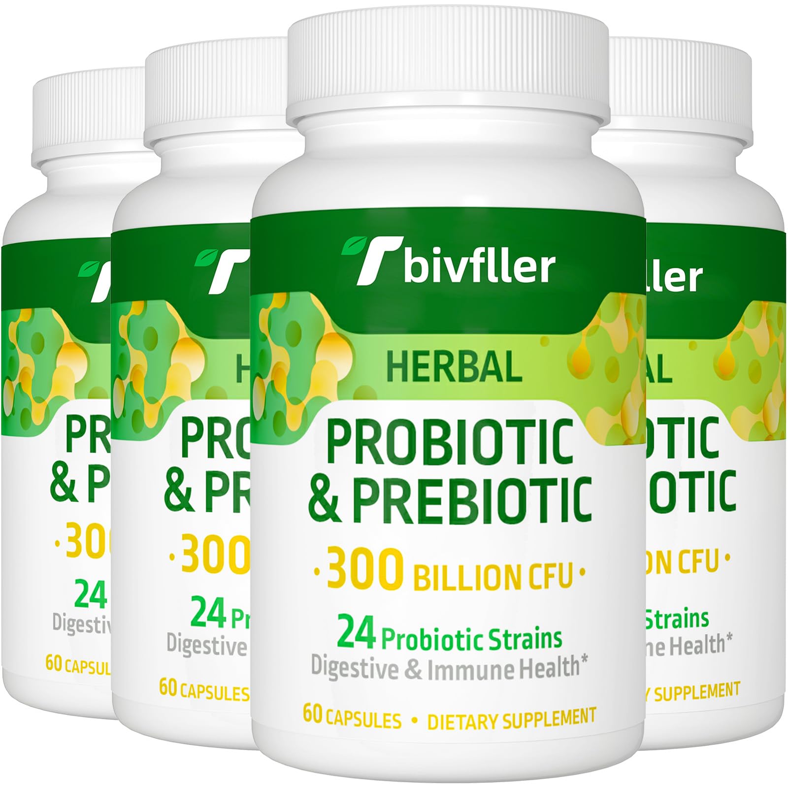 Tbivfller 300B CFU probiotic bottle promoting gut wellness and daily balance