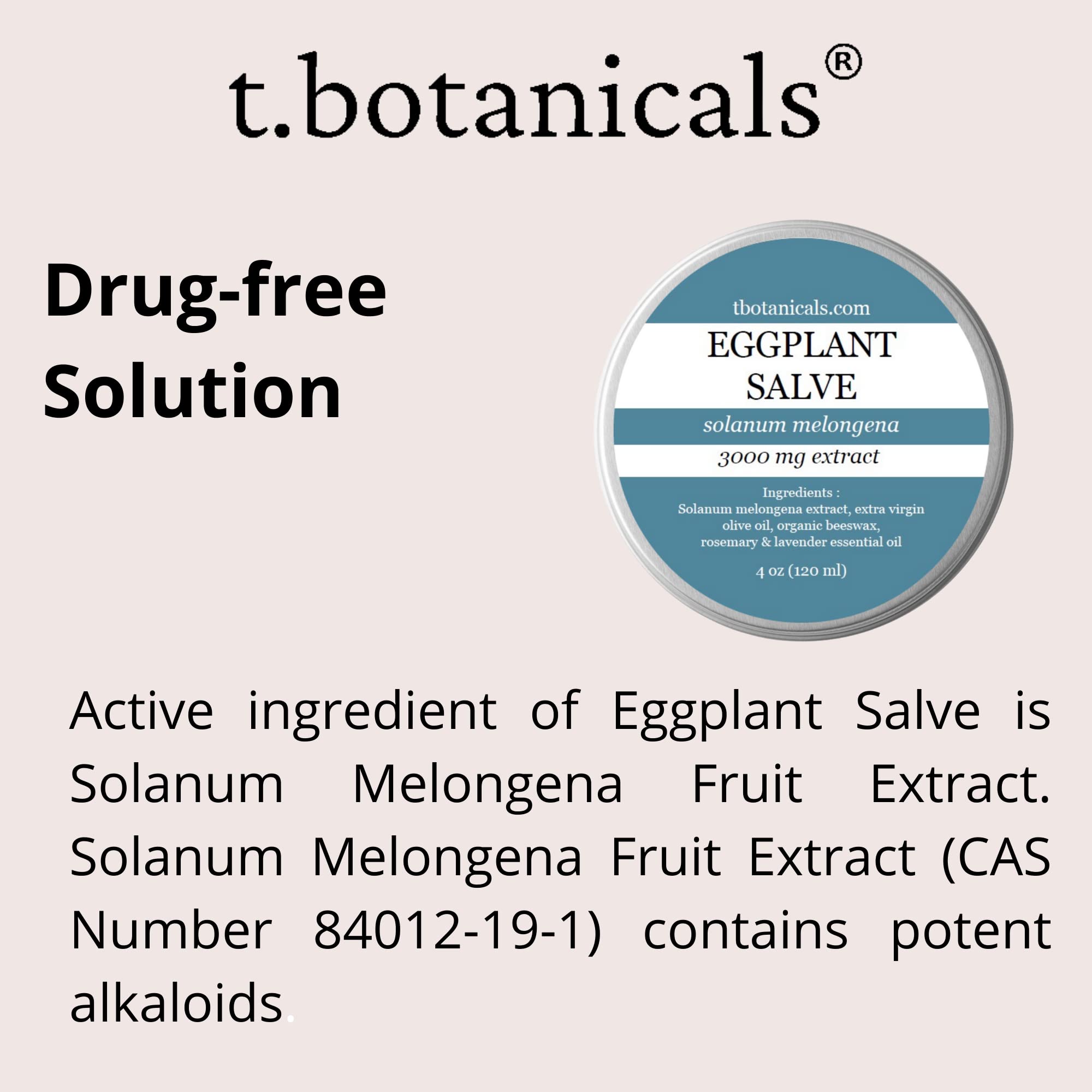 t.botanicals Eggplant Extract Cream texture swatch highlights a smooth, fragrance-free formula