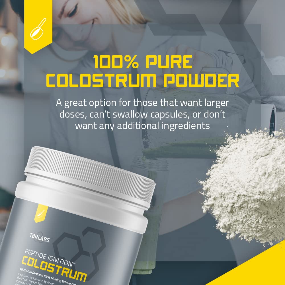 TBR Labs colostrum powder label highlights 400+ bioactive nutrients