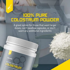 TBR Labs colostrum powder label highlights 400+ bioactive nutrients