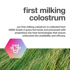 First milking colostrum bottle shown for rich bioactive profile