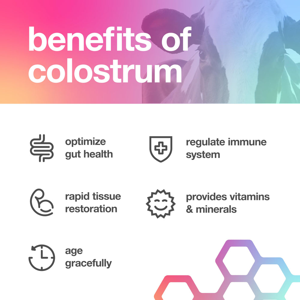 USA-sourced colostrum bottle emphasizing first milking purity